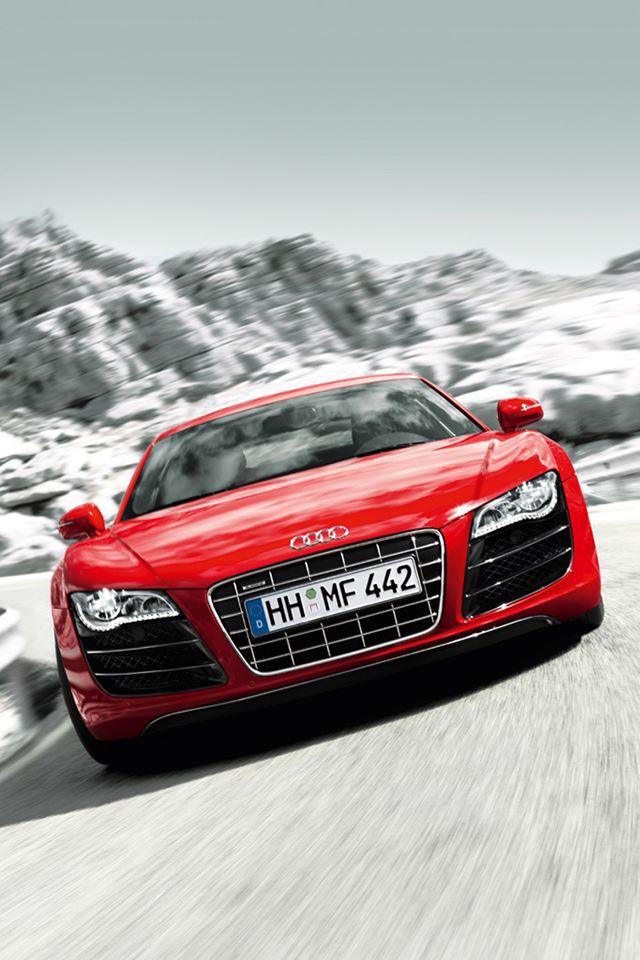 640x960 Red Audi R8 - gray iPhone 4s Wallpaper