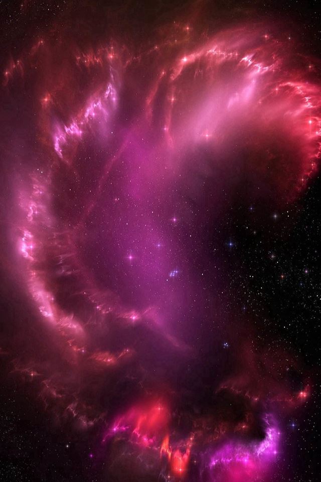 Outer Space Red Clouds Shiny Starry iPhone 4s wallpaper 