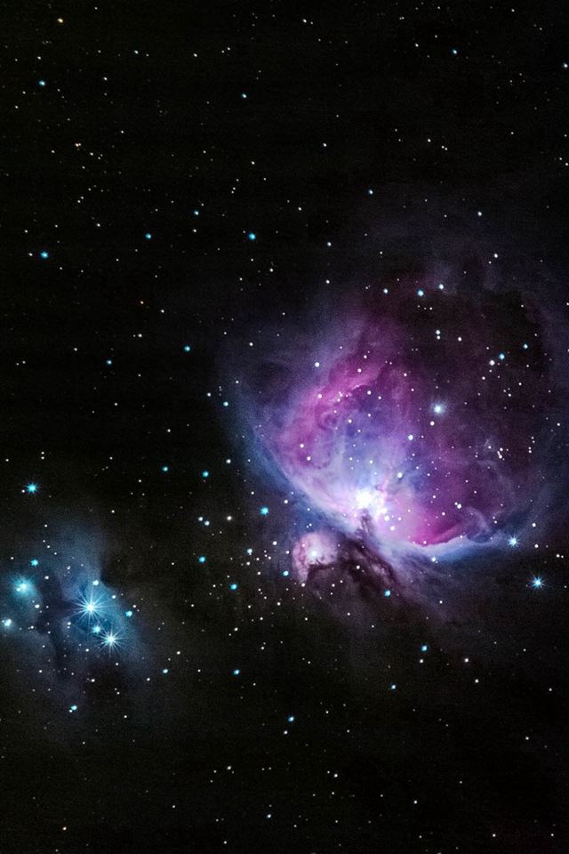 Blue And Pink Nebula Shiny In Outer Space iPhone 4s wallpaper 