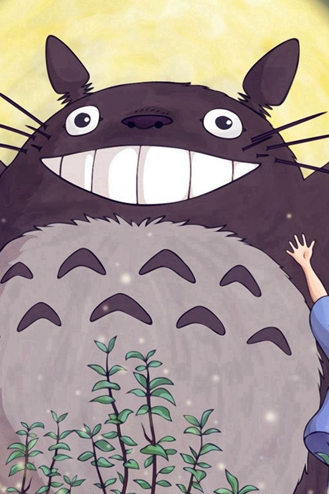 640x960 Totoro Forest Anime Cute Illustration Art Blue - anime iPhone 4s Wallpaper