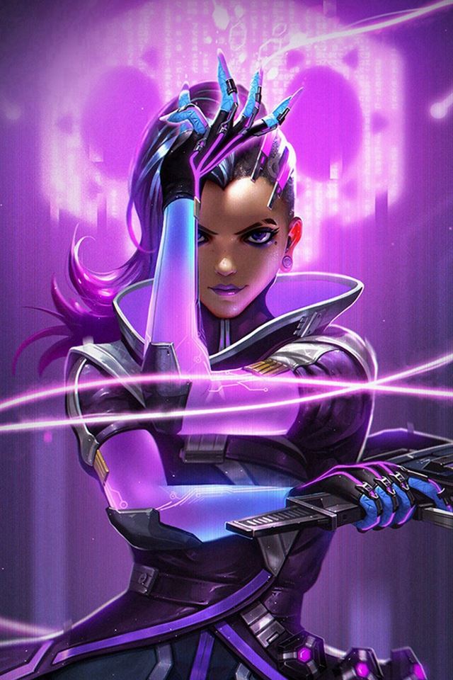640x960 Overwatch Sombra Purple Game Hero Illustration Art - art iPhone 4s Wallpaper