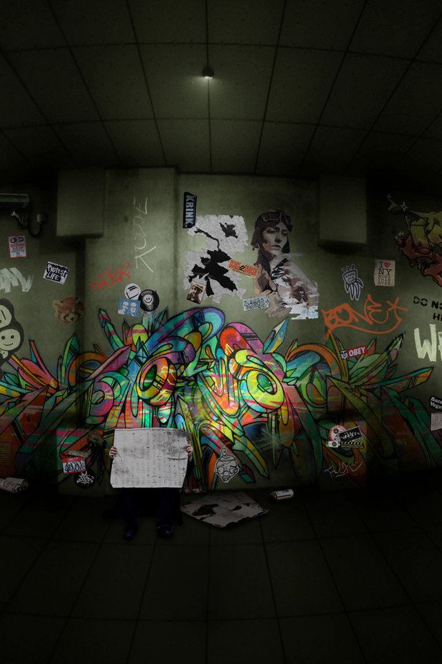 640x960 Abstract Graffiti - gray iPhone 4s Wallpaper