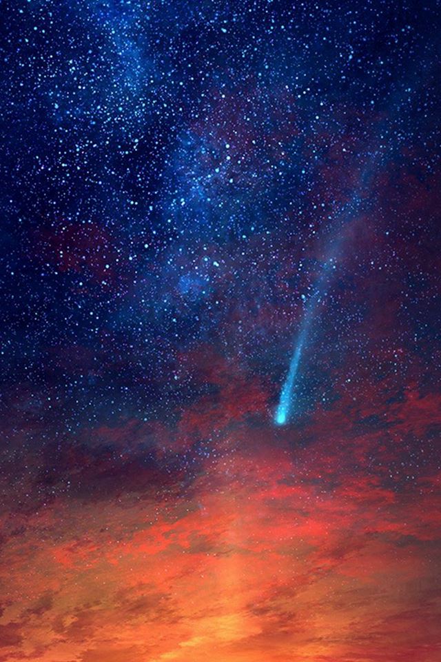 640x960 Anime Sunset Space Red Illustration Art - art iPhone 4s Wallpaper