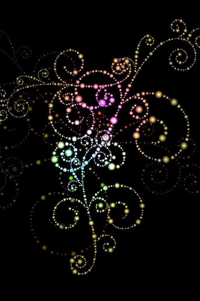 640x960 Rainbow Vines - dark (black) iPhone 4s Wallpaper