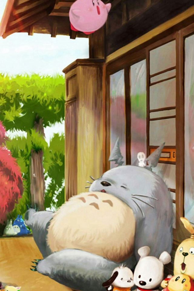 Dreamy Cute Lovely Totoro Window Outside iPhone 4s wallpaper 