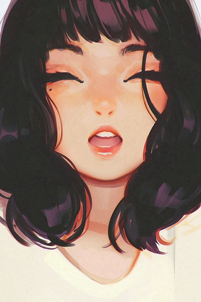 640x960 Girl Smile Ilya Kuvshinov Illustration Art - cute iPhone 4s Wallpaper