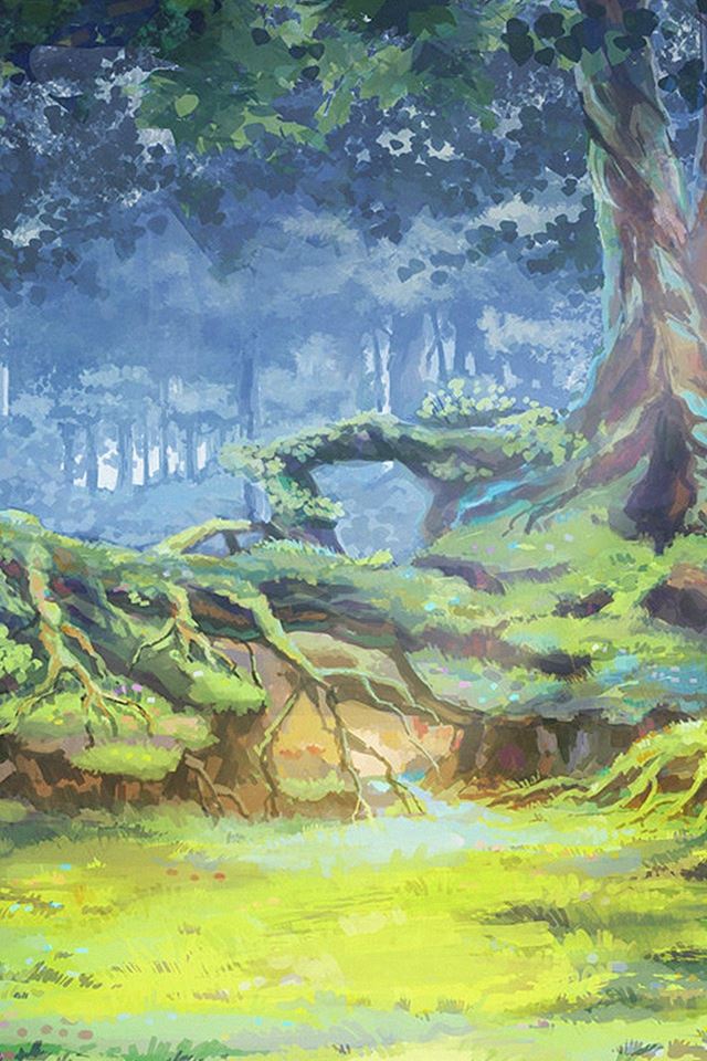 Anime Nature Forest Grove Illustration Art iPhone 4s Wallpapers Free  Download