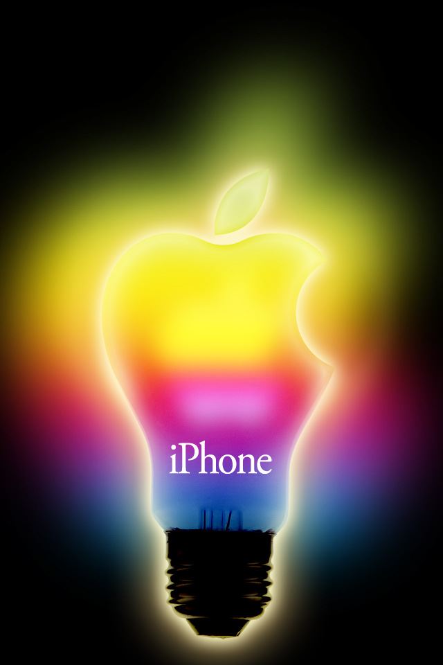 Rainbow Apple Light iPhone 4s wallpaper 