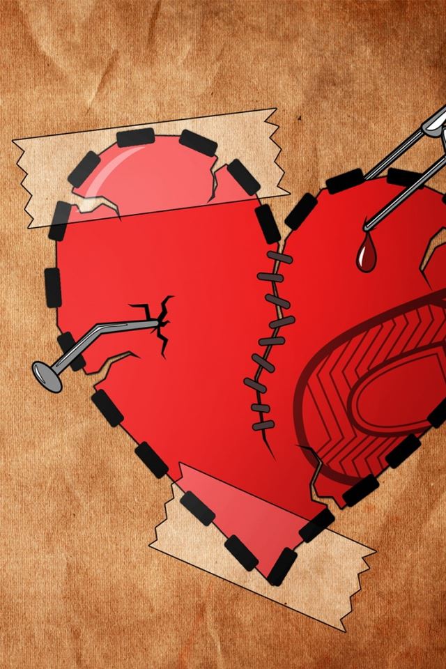 640x960 Broken Heart - brown iPhone 4s Wallpaper