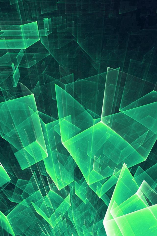 640x960 Abstract Blue Green Cube Pattern - green iPhone 4s Wallpaper