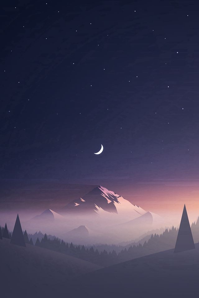 640x960 Stars And Moon Winter Mountain Landscape - moon iPhone 4s Wallpaper
