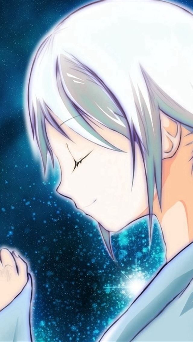 640x960 Anime Girl Glow Outer Space Kimono Smile - glow iPhone 4s Wallpaper