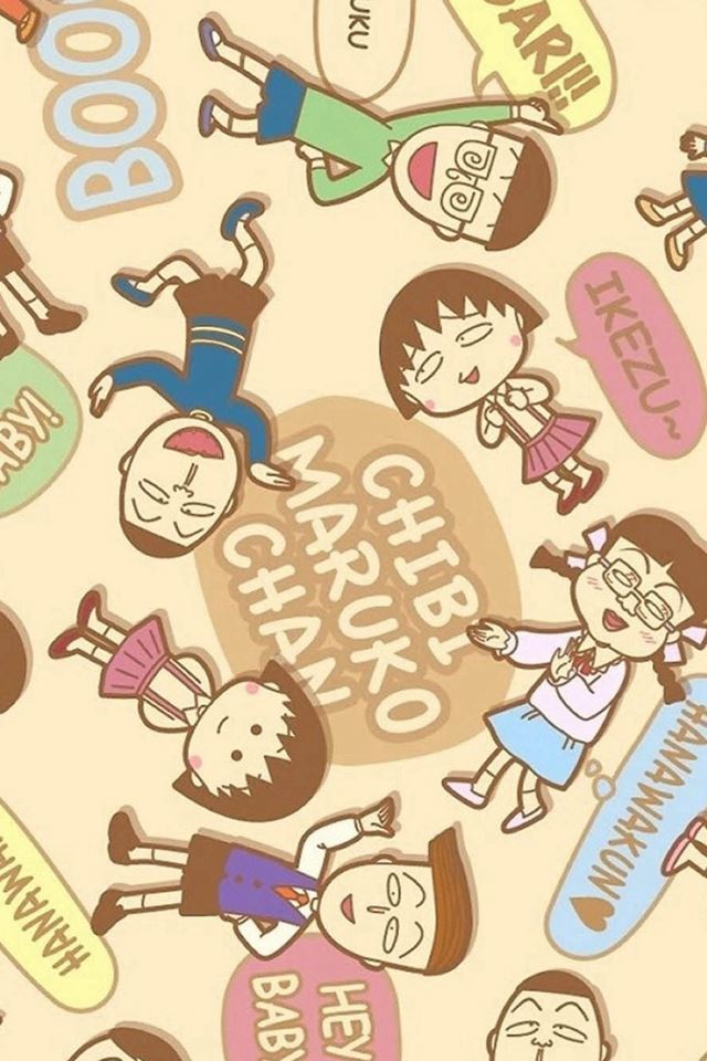 640x960 Chibi Maruko Cartoon Pattern Background - lovely iPhone 4s Wallpaper