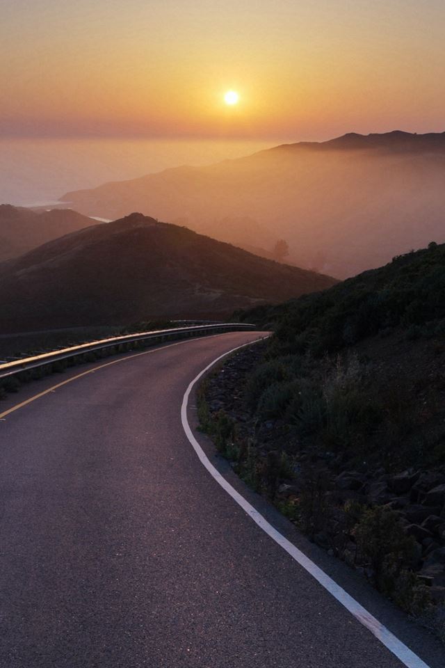 640x960 Conzelman Road Sunset Turning Road Sea - misty iPhone 4s Wallpaper