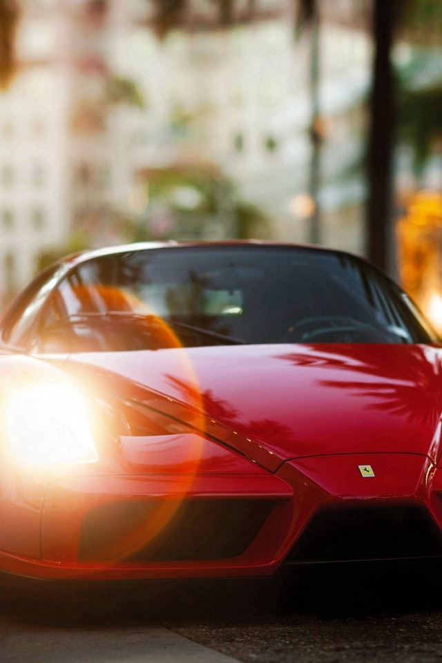 640x960 Ferrari Enzo Red Side View - flare iPhone 4s Wallpaper