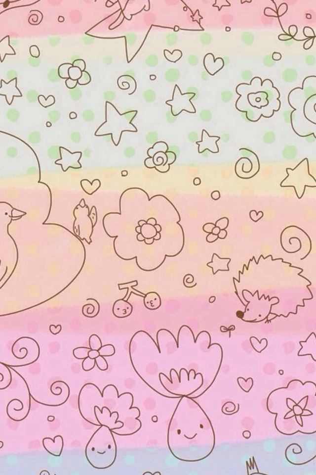 640x960 Dreamy Anime Cute Kitten Pattern Painting Background - kitten iPhone 4s Wallpaper