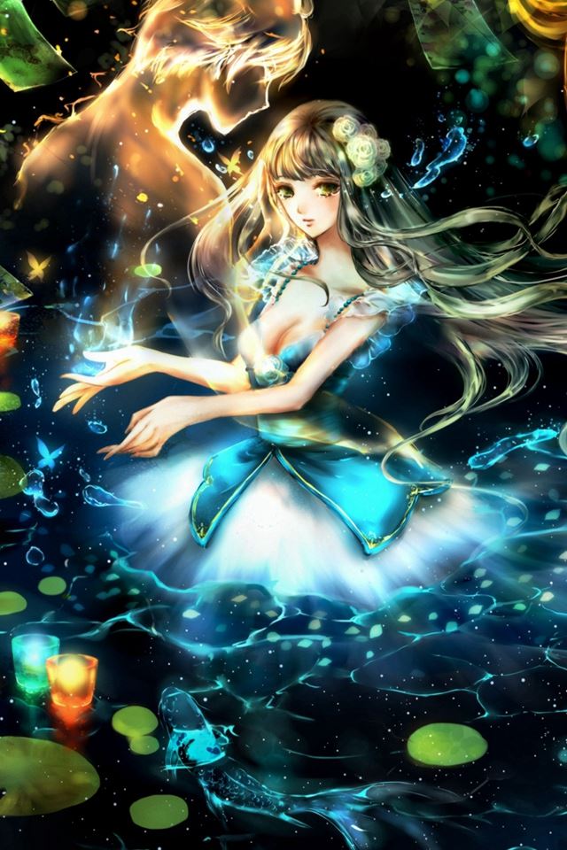 640x960 Girl Anime Art Boy Dream Glow - flare iPhone 4s Wallpaper