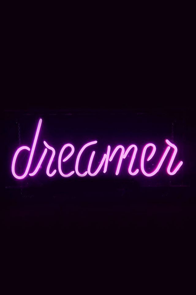 640x960 Dreamers Neon Sign Dark Illustration Art Purple -  iPhone 4s Wallpaper
