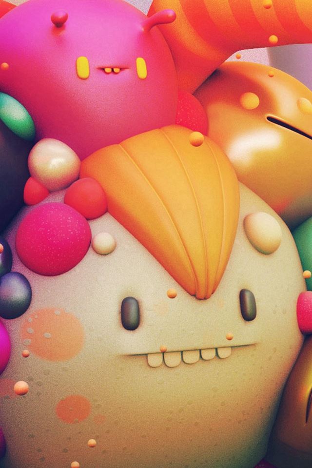 640x960 Cute Monster Character 3D Illustration Art - cute iPhone 4s Wallpaper