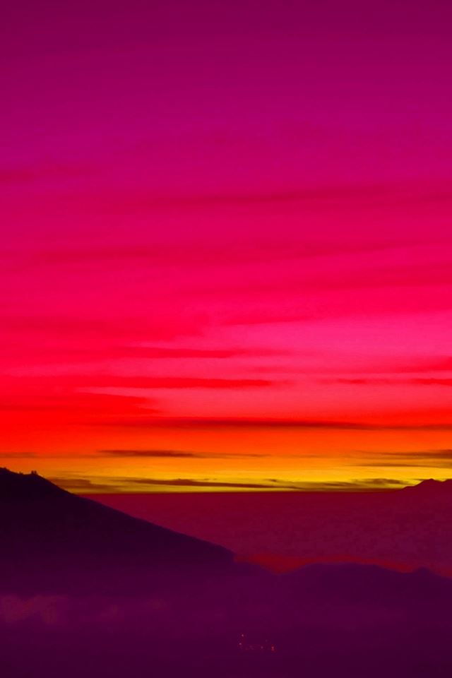 Red Balinese Dream Sea Mountain Sunset iPhone 4s wallpaper 
