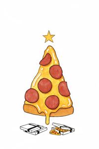 Pizza Christmas Tree Presents wallpaper