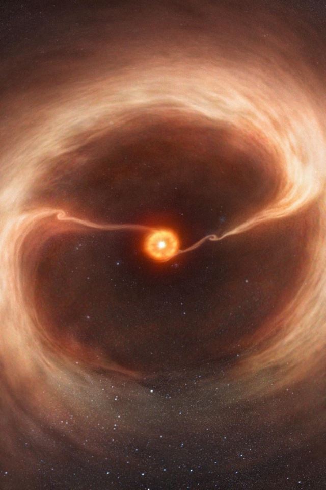 640x960 Space Stars Black Holes Circles - orange iPhone 4s Wallpaper