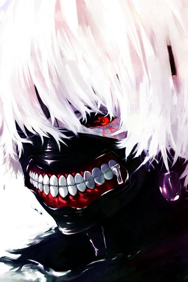 640x960 Tokyo Ghoul Kaneki Ken Man Mask Red Eyes White Hair - white iPhone 4s Wallpaper
