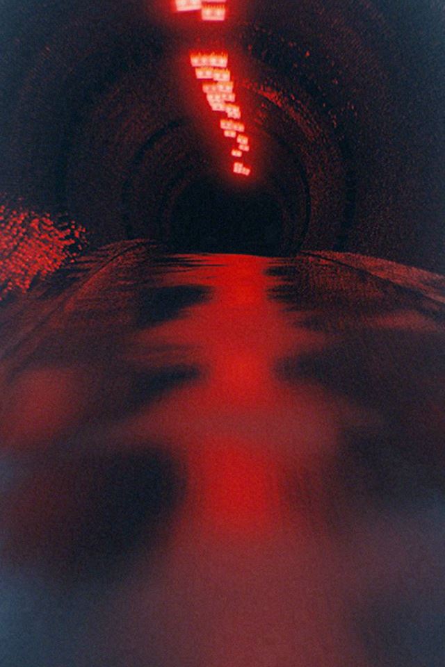 640x960 Car Drive Tunnel Blue Night Pattern Background - orange iPhone 4s Wallpaper