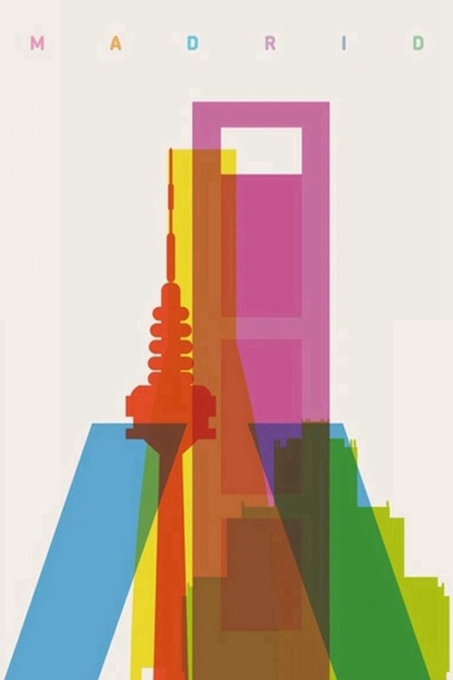 640x960 Colorful Madrid Buildings Artchitecture Art Drawn - colorful iPhone 4s Wallpaper