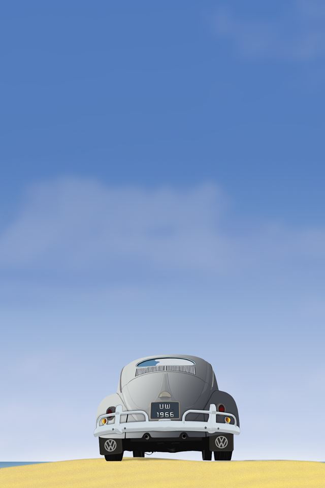 640x960 VW Beetle Vector - blue iPhone 4s Wallpaper