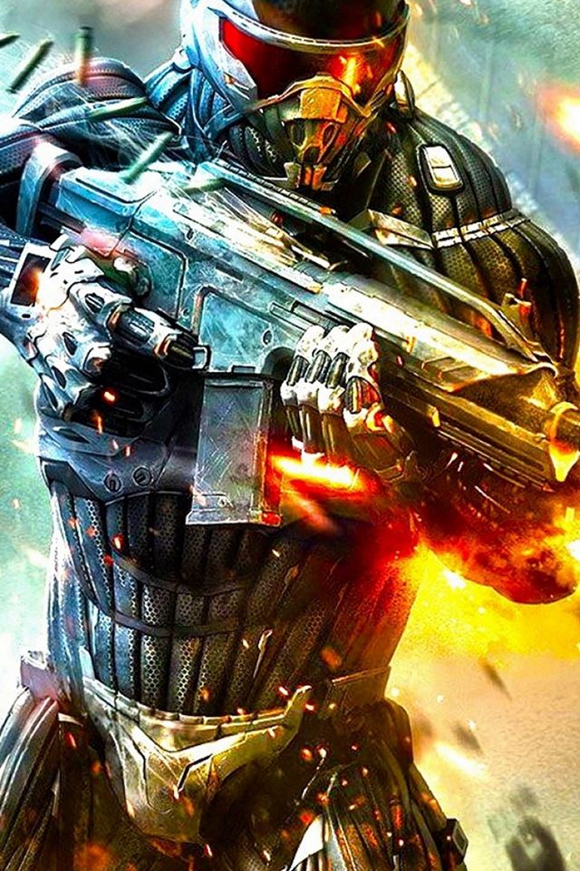 640x960 Crysis Fire Boom Bullet Steel Fight - white iPhone 4s Wallpaper