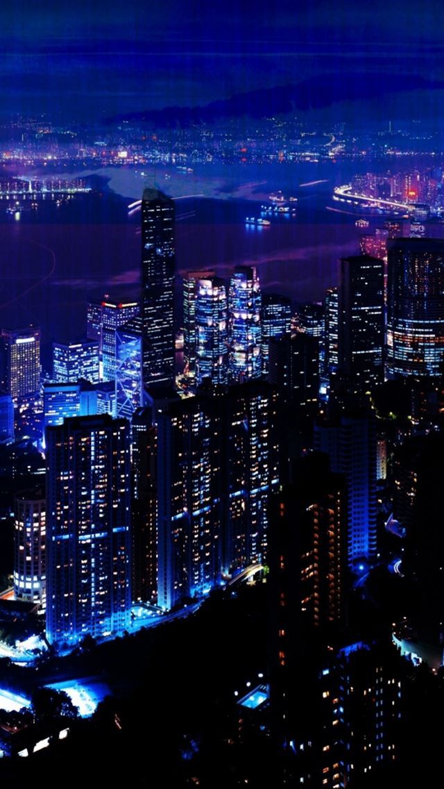 640x960 Night City Sky Skyscrapers -  iPhone 4s Wallpaper