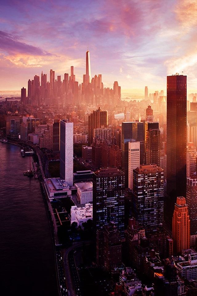 New York Sunset City Skyline iPhone 4s wallpaper 