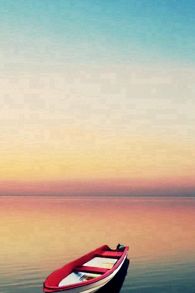 640x960 Summer Calm Lake Boat Skyline Landscape - black iPhone 4s Wallpaper