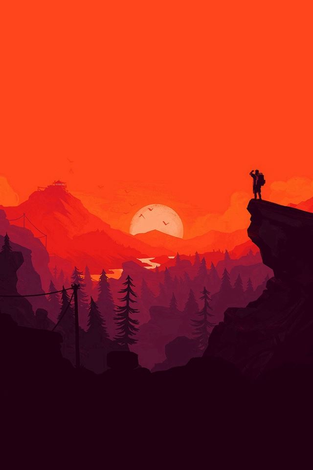 640x960 Nature Sunset Simple Minimal Illustration Art Red - sunset iPhone 4s Wallpaper