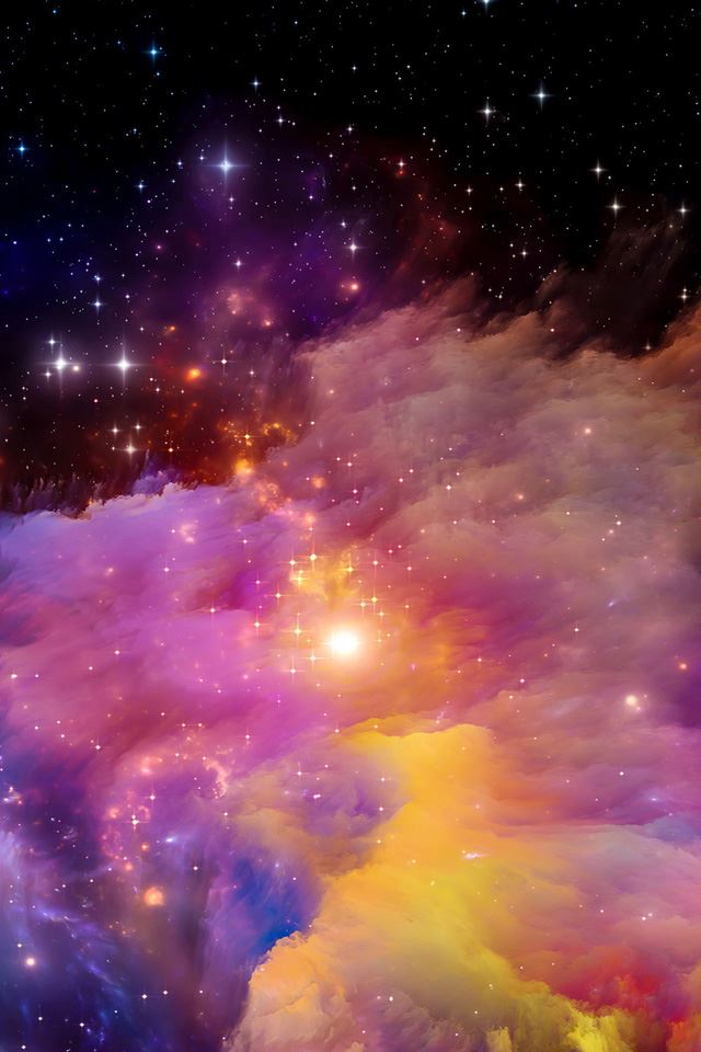 640x960 Aurora space art - orange iPhone 4s Wallpaper