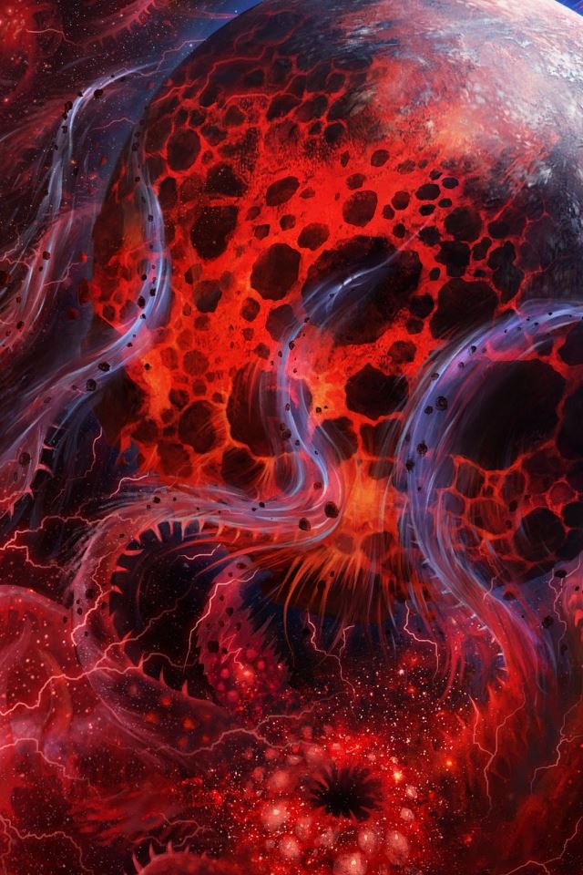 640x960 Space abstract red line - white iPhone 4s Wallpaper
