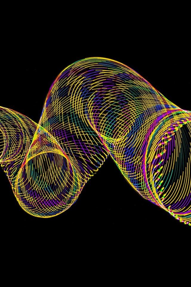 640x960 Art pattern yellow dark rainbow - black iPhone 4s Wallpaper