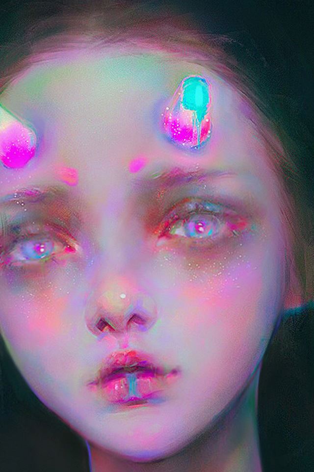 640x960 Girl paint inner sin - black iPhone 4s Wallpaper