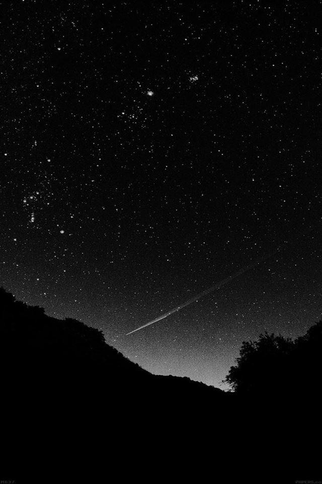 640x960 Black sky night beautiful falling star - white iPhone 4s Wallpaper