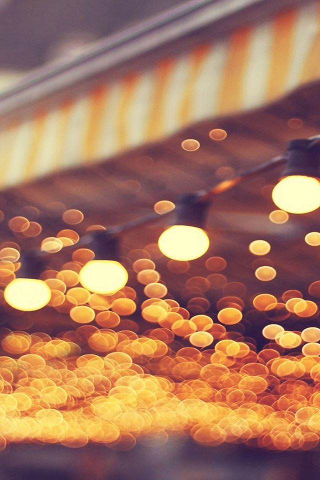 640x960 City light bulbs romantic street - orange iPhone 4s Wallpaper
