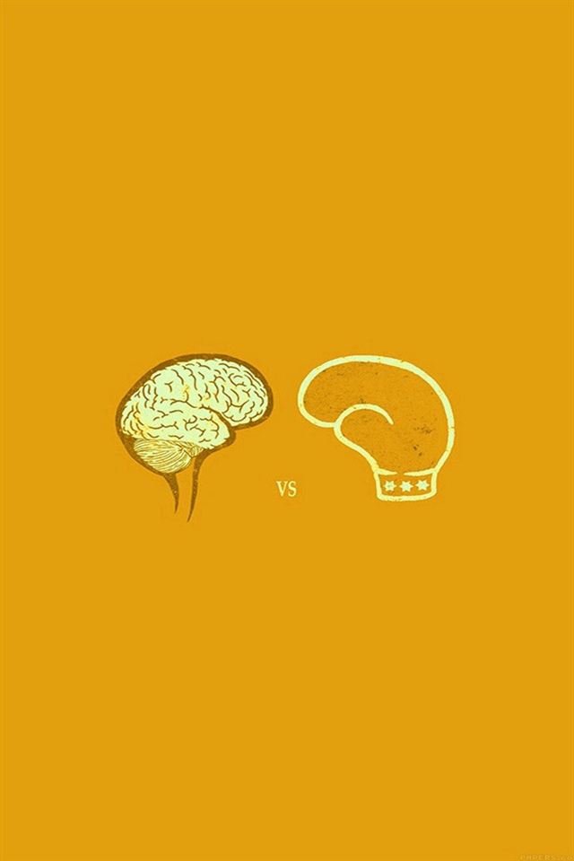 640x960 Brain vs boxing gold minimal art - white iPhone 4s Wallpaper