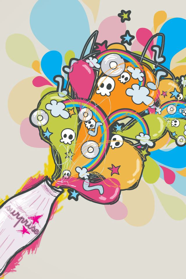 640x960 Bottle Ghost - colorful iPhone 4s Wallpaper