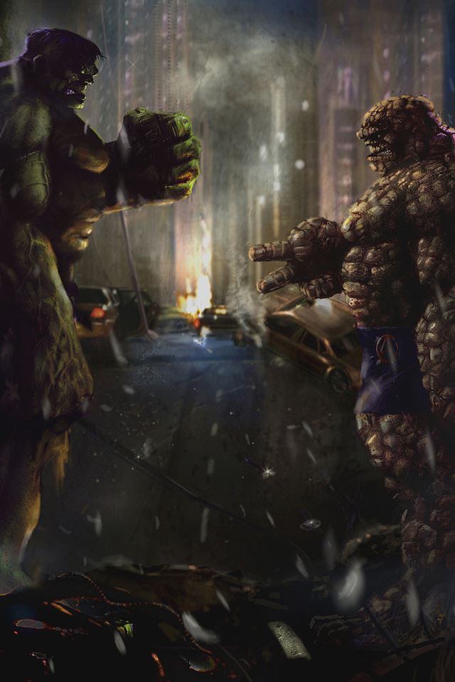 640x960 Hulk vs. Thing RPS - paper iPhone 4s Wallpaper