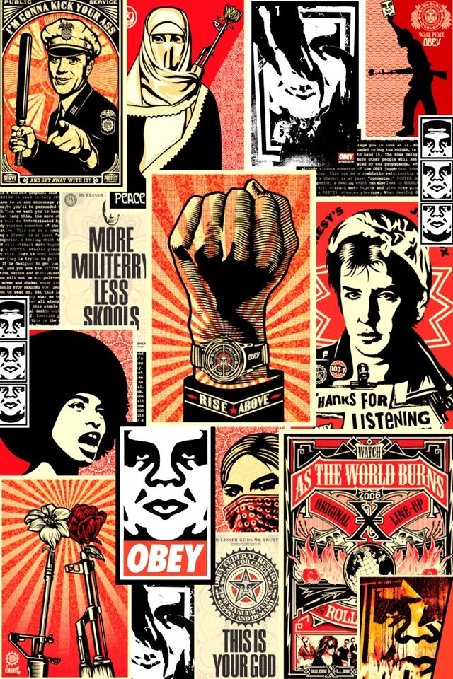 640x960 Obey Collage - black iPhone 4s Wallpaper