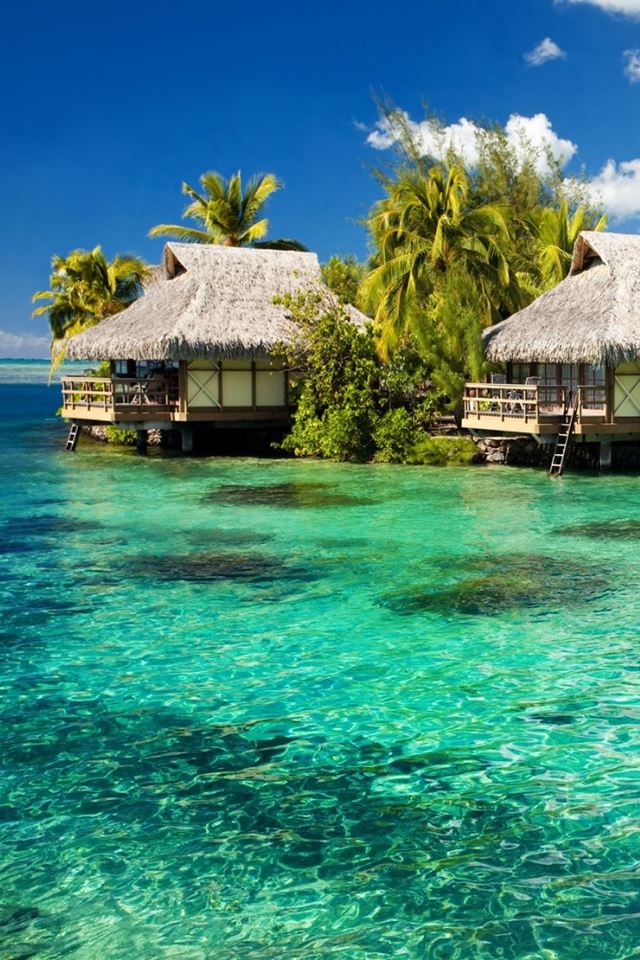 640x960 Tropical Resort - white iPhone 4s Wallpaper