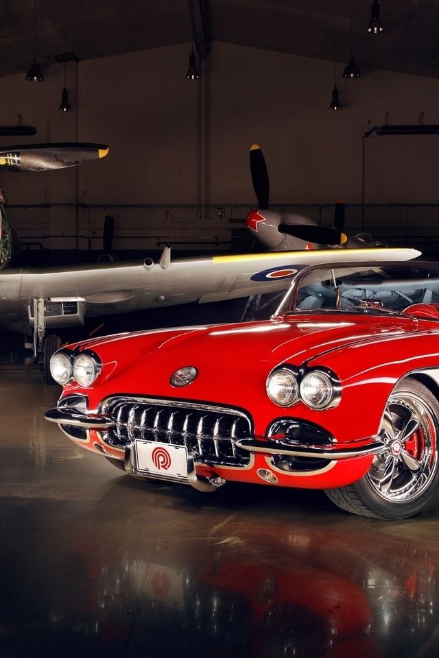 640x960 Chevrolet Corvette C1 1959 - airplane iPhone 4s Wallpaper