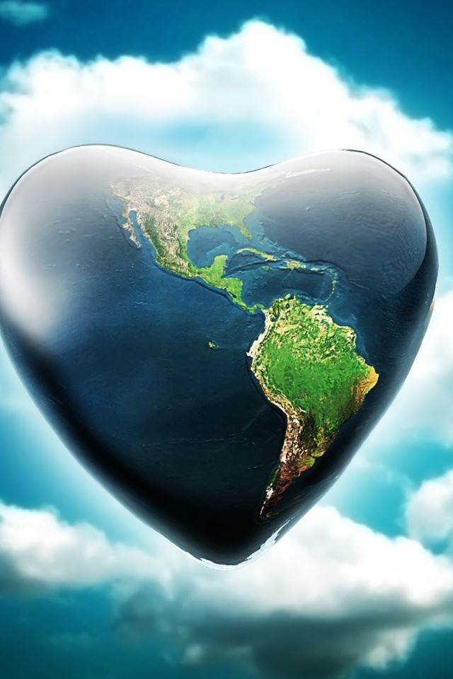 Heart shaped world iPhone 4s wallpaper 