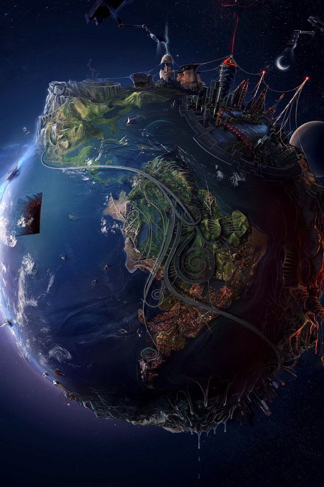 640x960 Digital world - brown iPhone 4s Wallpaper