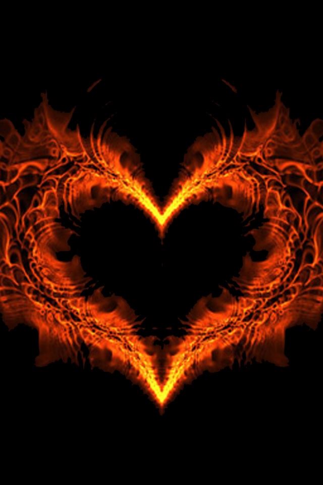 640x960 Burning for my valentine - black iPhone 4s Wallpaper